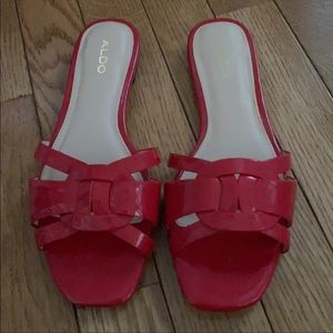 Aldo Astirassa Woven Strap Slide Sandal/red/Size 6